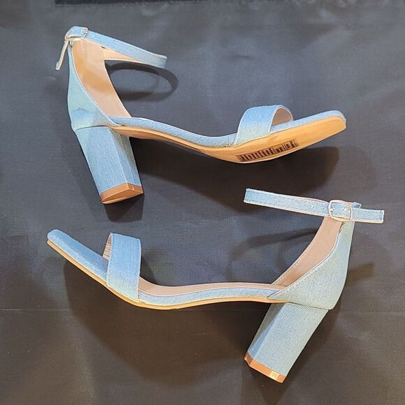 BRAND NEW WELLSFOUNTN DENIM MATERIALS LOW-HEEL SANDAL - Picture 11 of 13